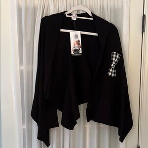 Stylish Black keyhole wrap Sweater with  bow Accent
